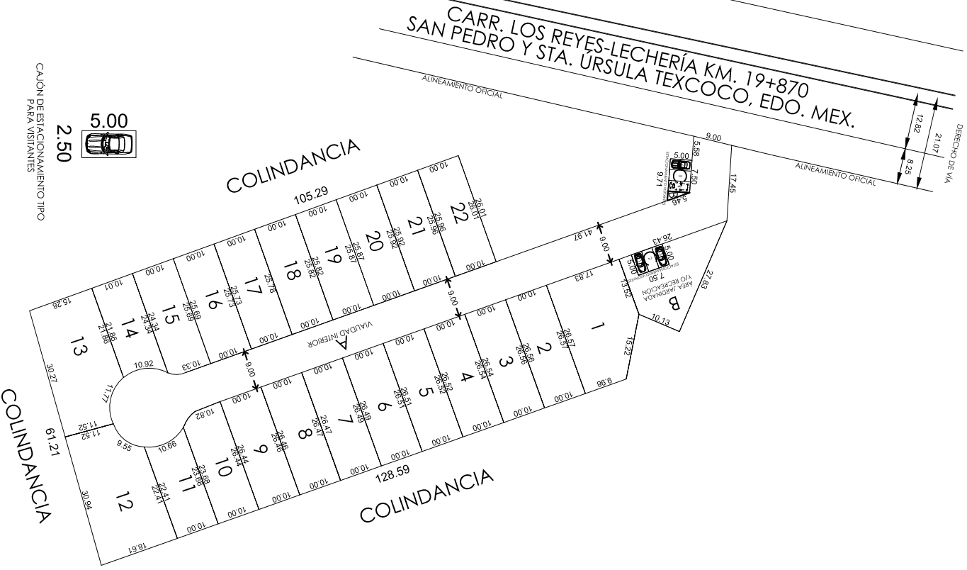 Croquis de lotes del fraccionamiento
